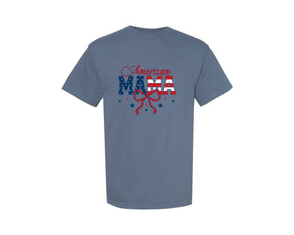brand:Comfort Colors|color:Blue Jean|American Mama 4Th Of July Mom 3 Graphic T-Shirt