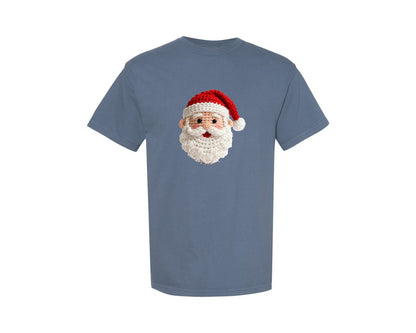 brand:Comfort Colors|color:Blue Jean|Crochet Yarn Santa Shirt Design Graphic T-Shirt