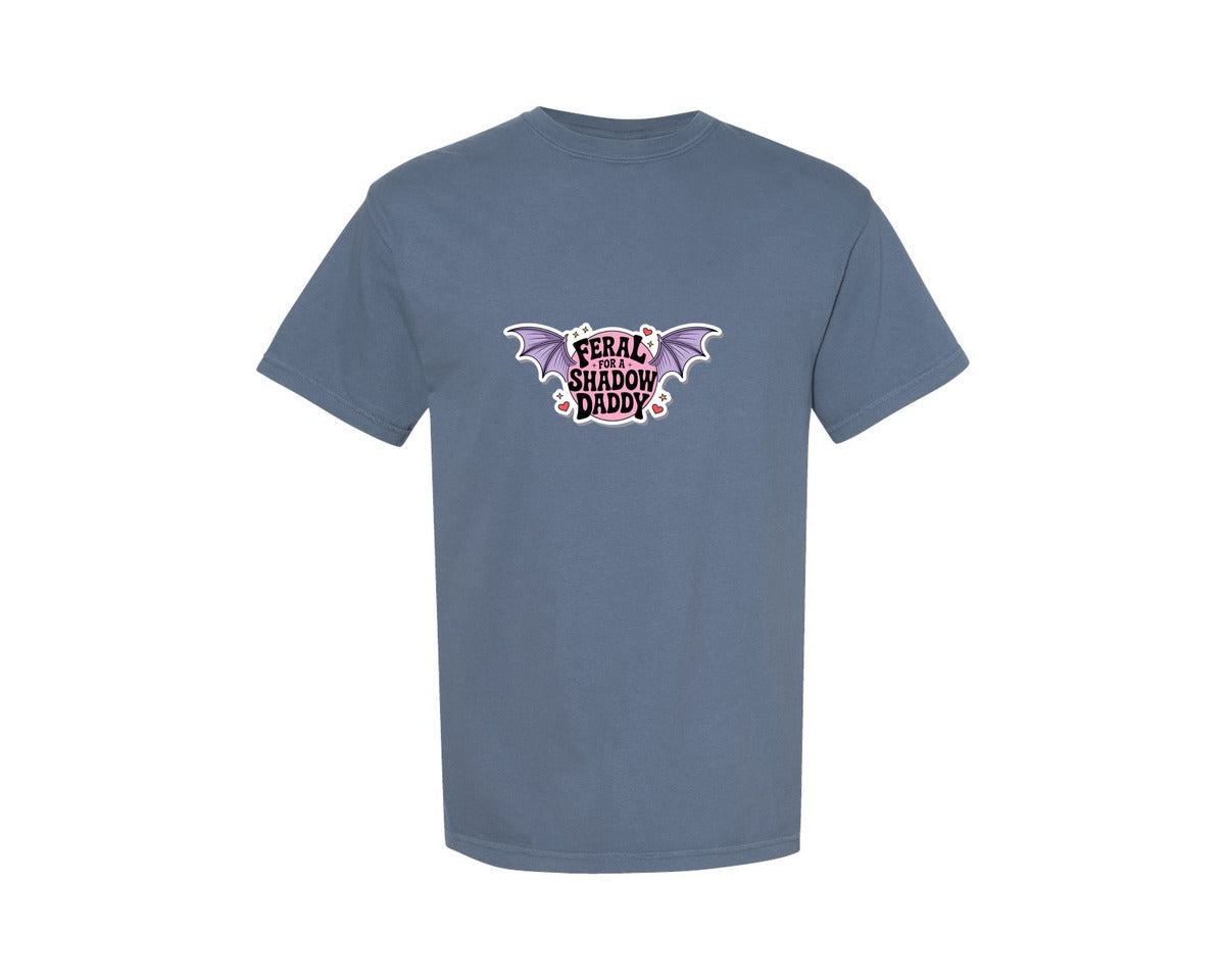 brand:Comfort Colors|color:Blue Jean|Feral Shadow Daddy Sticker Style Graphic T-Shirt