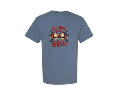 brand:Comfort Colors|color:Blue Jean|Christmas Coquette Bow Snack Graphic T-Shirt
