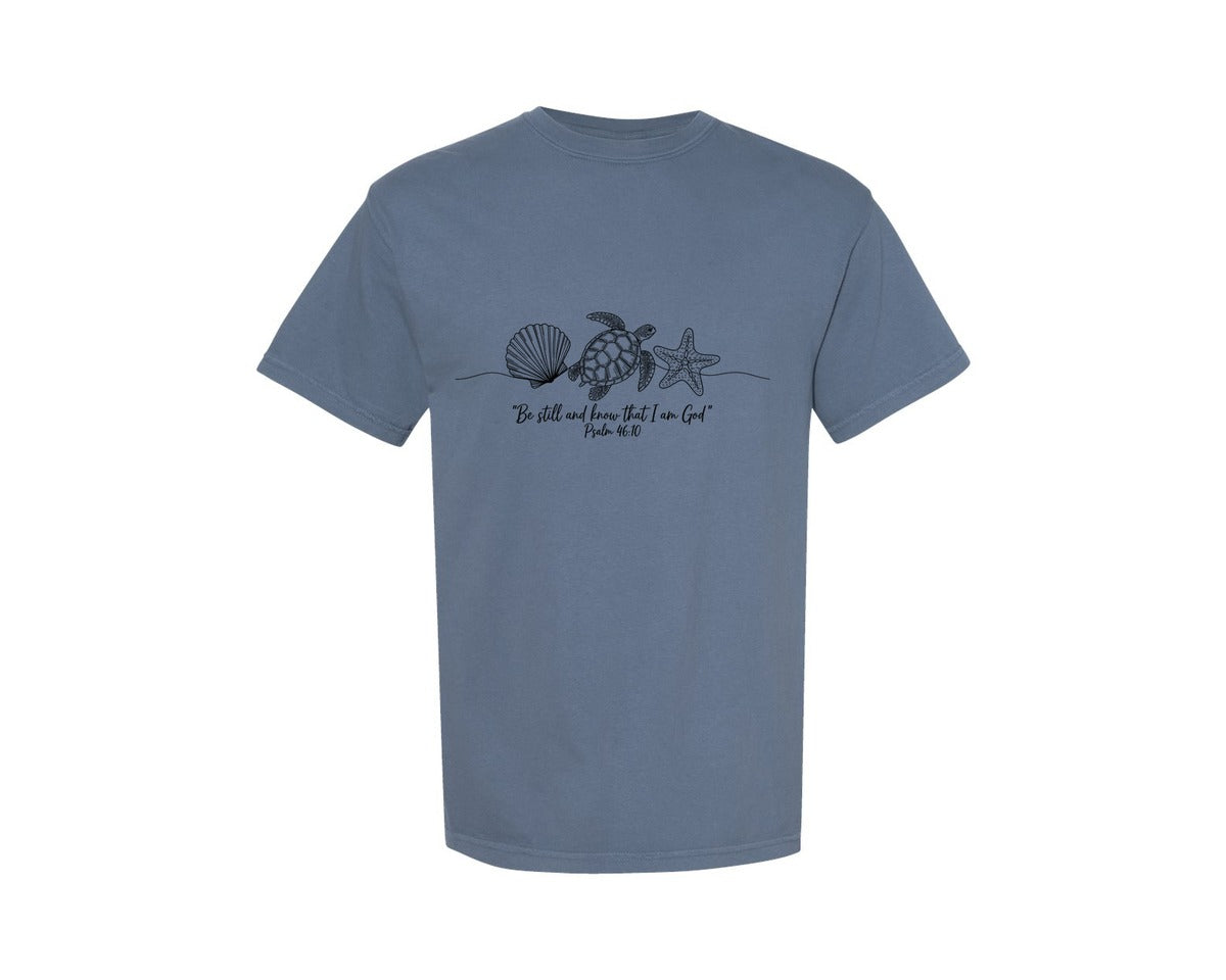 brand:Comfort Colors|color:Blue Jean|Be Still And Know That I Am God 2 Graphic T-Shirt