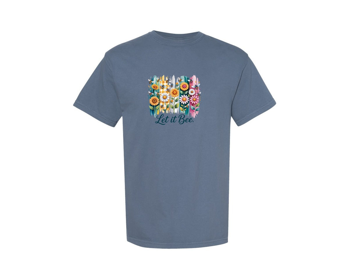 brand:Comfort Colors|color:Blue Jean|Spring Summer Positivity Let It Bee Graphic T-Shirt