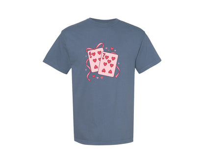 brand:Comfort Colors|color:Blue Jean|Playing Cards Valentine 6 7 Graphic T-Shirt
