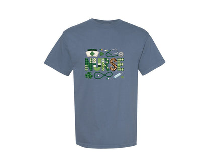 brand:Comfort Colors|color:Blue Jean|Lucky Nurse St Patricks Day 9 Graphic T-Shirt