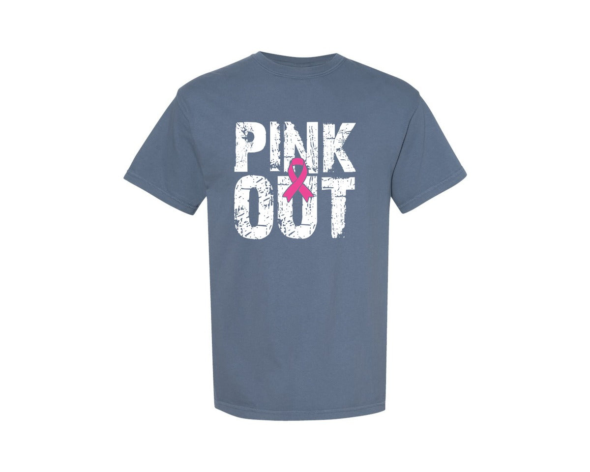 brand:Comfort Colors|color:Blue Jean|Football Pink Out Breast Cancer 6 Graphic T-Shirt