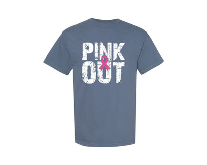 brand:Comfort Colors|color:Blue Jean|Football Pink Out Breast Cancer 6 Graphic T-Shirt