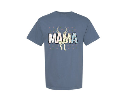 brand:Comfort Colors|color:Blue Jean|Winter Preppy Mama Shirt Graphic T-Shirt
