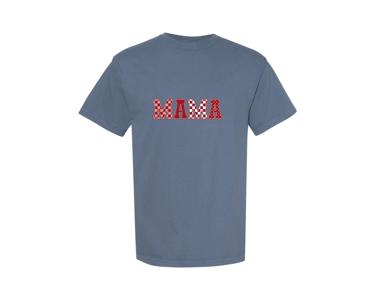 brand:Comfort Colors|color:Blue Jean|Red Mama Valentine Mama Trendy Graphic T-Shirt