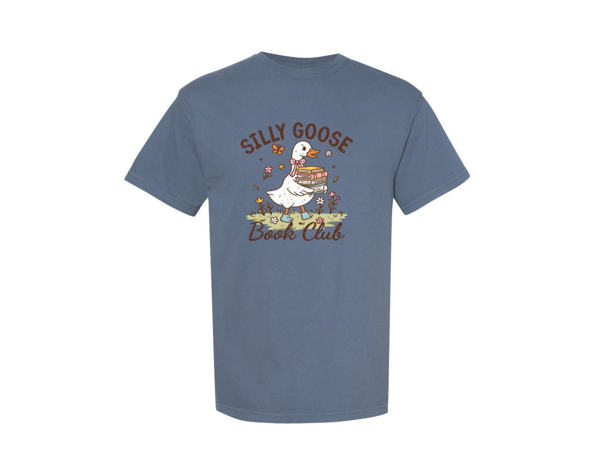 brand:Comfort Colors|color:Blue Jean|Silly Goose Book Club Bookish Lover Graphic T-Shirt