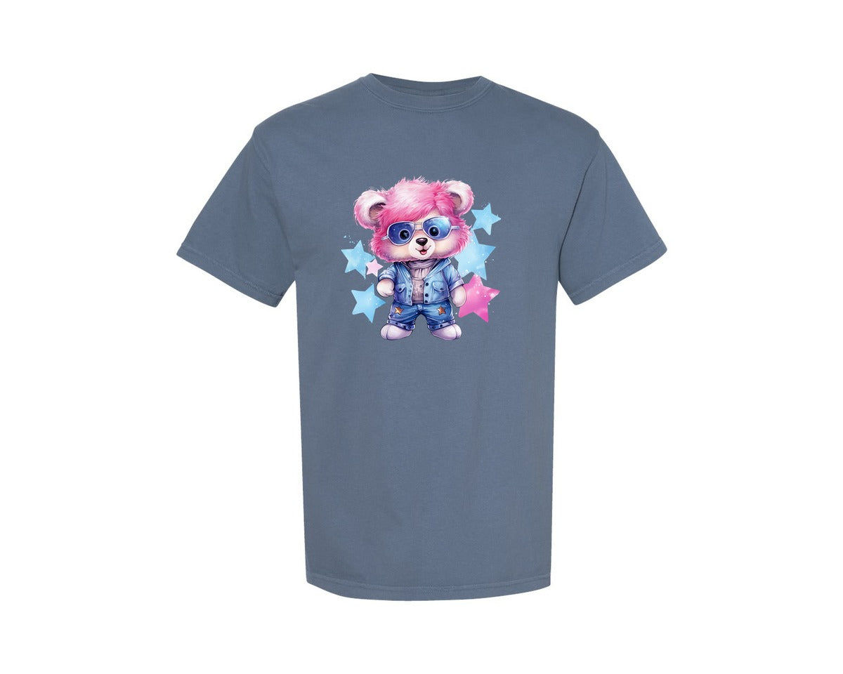 brand:Comfort Colors|color:Blue Jean|Cool Bear Graphic T-Shirt