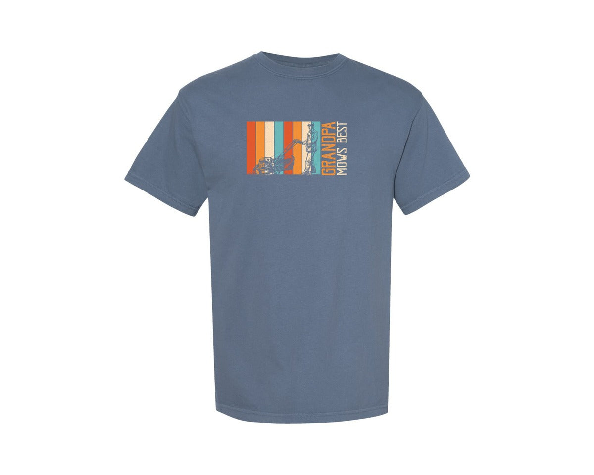 brand:Comfort Colors|color:Blue Jean|Funny Lawn Mower Grandpa Mows Best Graphic T-Shirt