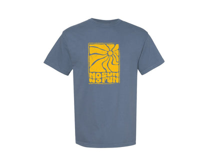 brand:Comfort Colors|color:Blue Jean|No Sun No Fun Retro Vintage Summer Graphic T-Shirt