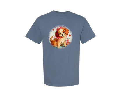 brand:Comfort Colors|color:Blue Jean|Vintage Valentine Round Tshirt 38 Graphic T-Shirt