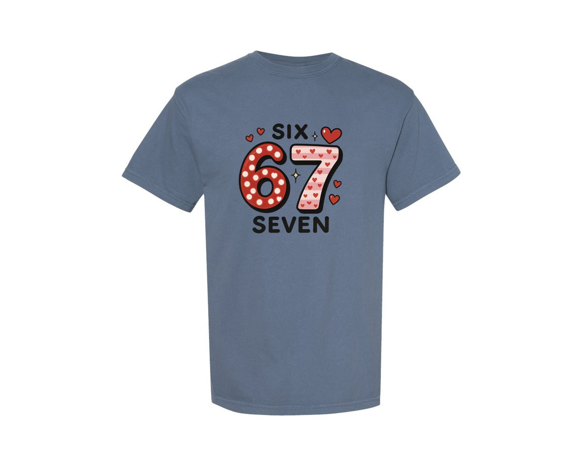 brand:Comfort Colors|color:Blue Jean|Six Seven Valentine Graphic T-Shirt