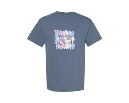 brand:Comfort Colors|color:Blue Jean|Preppy Teacher Coquette Teacher 2 Graphic T-Shirt