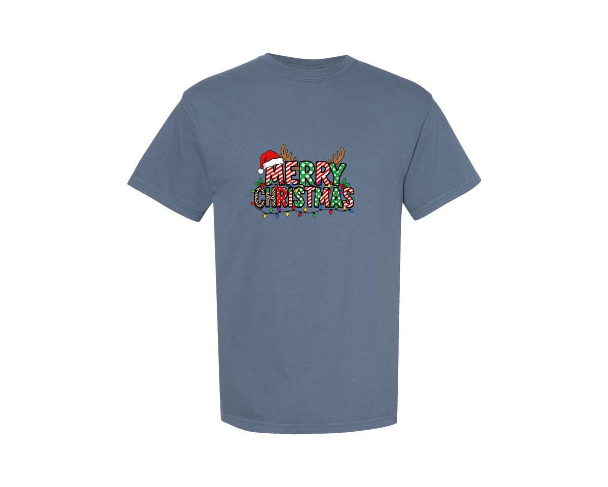 brand:Comfort Colors|color:Blue Jean|Merry Christmas 228 Graphic T-Shirt