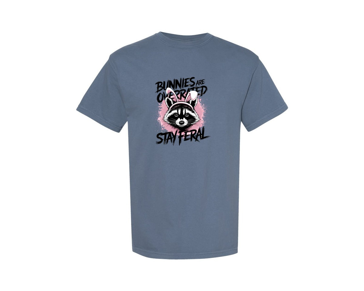 brand:Comfort Colors|color:Blue Jean|Bunnies Are Overrated Stay Feral 2 Graphic T-Shirt
