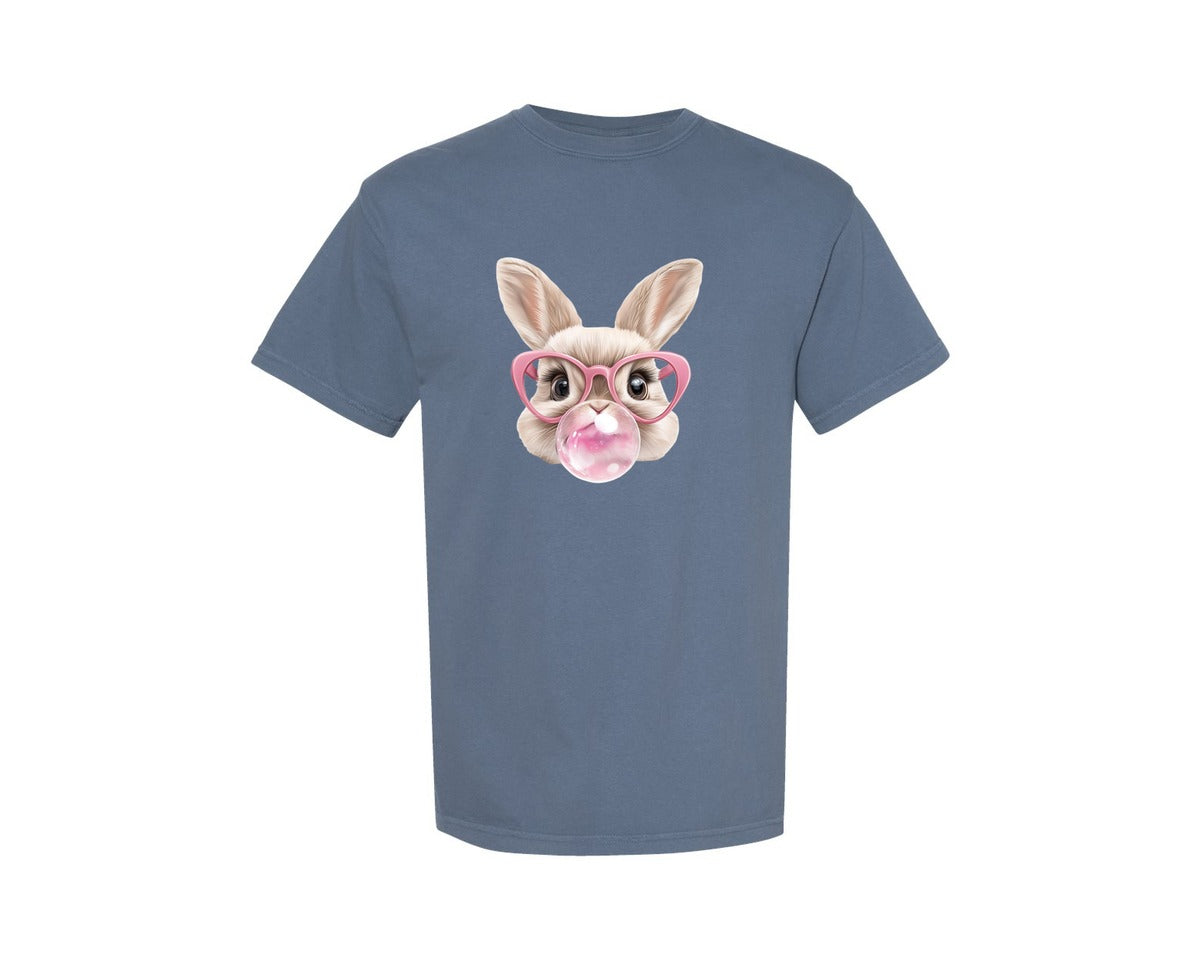 brand:Comfort Colors|color:Blue Jean|Easter Bunny Coquette Bunny Blowing 3 Graphic T-Shirt