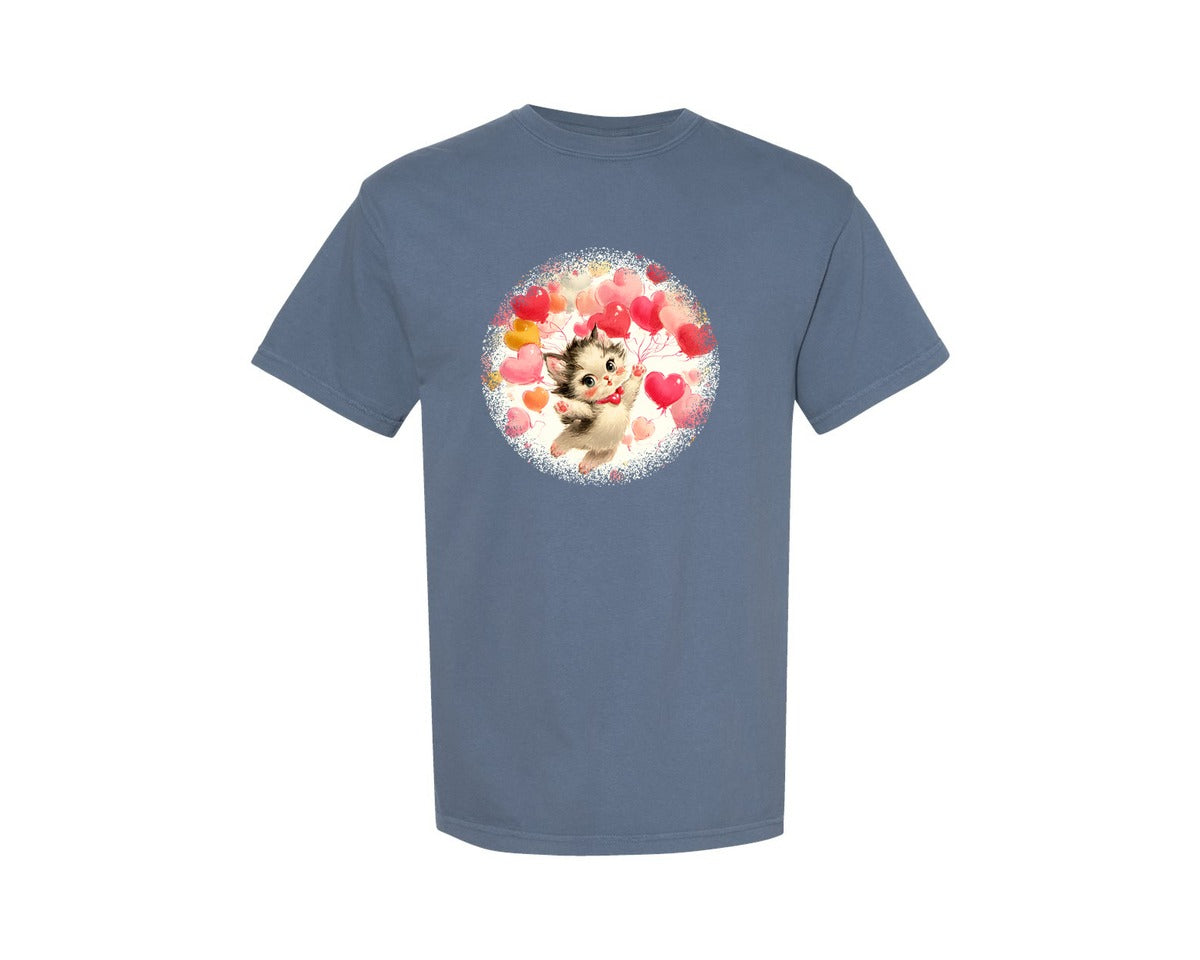 brand:Comfort Colors|color:Blue Jean|Vintage Valentine Round Tshirt 32 Graphic T-Shirt