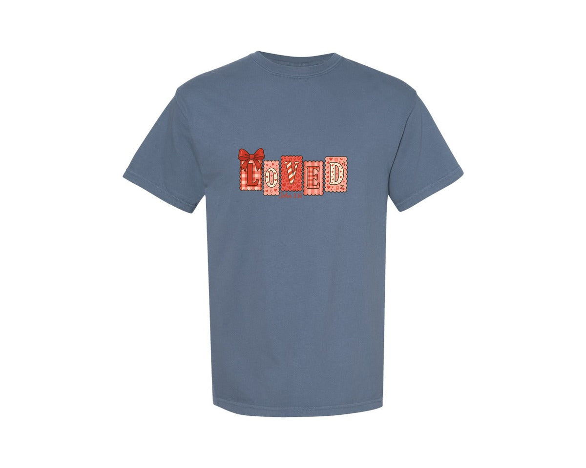 brand:Comfort Colors|color:Blue Jean|Christian Valentine Loved John 316 8 Graphic T-Shirt