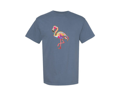 brand:Comfort Colors|color:Blue Jean|Summer Flamingo Retro Summer Graphic T-Shirt
