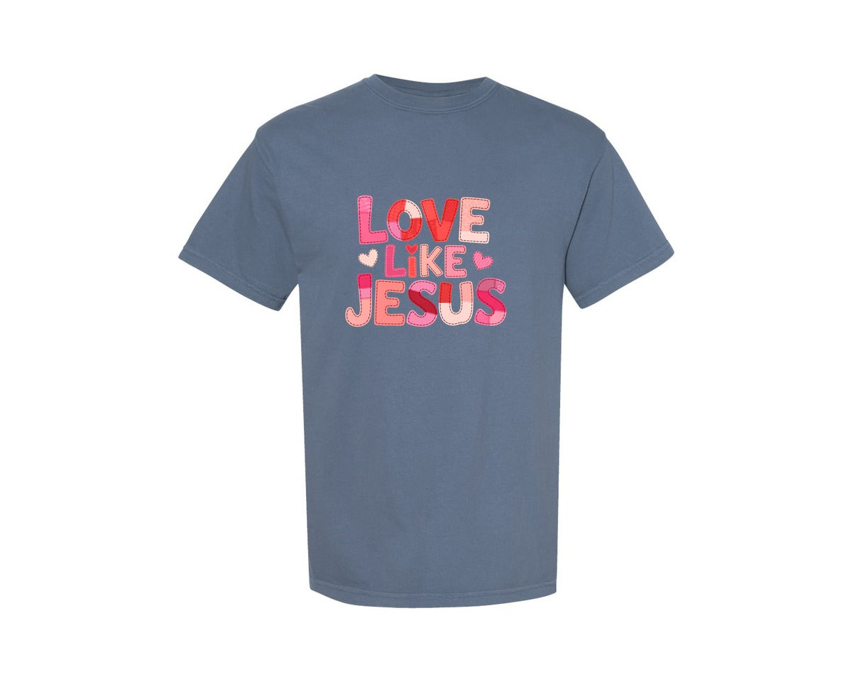 brand:Comfort Colors|color:Blue Jean|Love Like Jesus Valentine Christian 19 Graphic T-Shirt