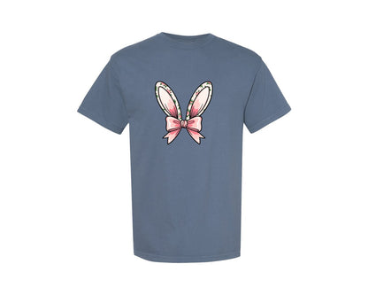 brand:Comfort Colors|color:Blue Jean|Floral Pink Toile Chinoiserie Bunny 3 Graphic T-Shirt
