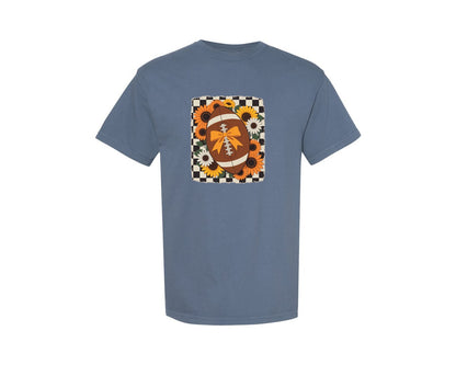 brand:Comfort Colors|color:Blue Jean|Hand Drawn Flowers Football Graphic T-Shirt