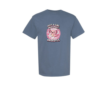 brand:Comfort Colors|color:Blue Jean|Axolotl Love For Girls And Women T Shirt Graphic T-Shirt