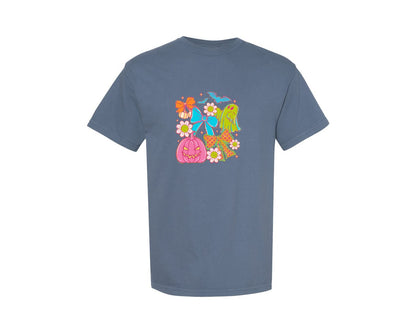 brand:Comfort Colors|color:Blue Jean|Neon Halloween Ghost Coquette Graphic T-Shirt