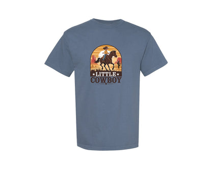 brand:Comfort Colors|color:Blue Jean|Little Cowboy Western Horse Riding Graphic T-Shirt
