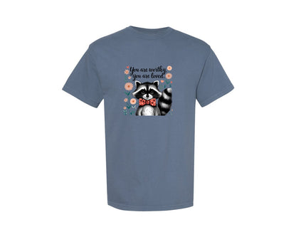 brand:Comfort Colors|color:Blue Jean|Valentine Raccoon Graphic T-Shirt
