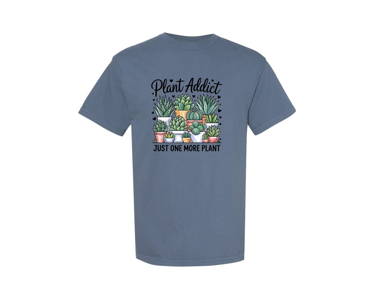 brand:Comfort Colors|color:Blue Jean|Plant Addict Just One More Plant Graphic T-Shirt