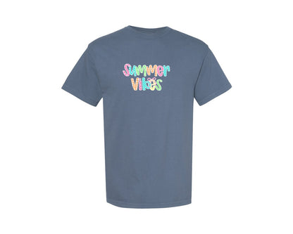 brand:Comfort Colors|color:Blue Jean|Preppy Summer Vibes Summer Graphic T-Shirt