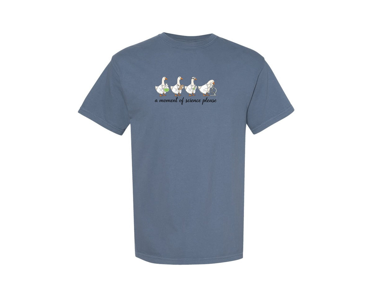 brand:Comfort Colors|color:Blue Jean|A Moment Of Science Please Lab Goose Graphic T-Shirt