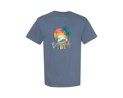 brand:Comfort Colors|color:Blue Jean|Summer Vibes Summer Beach Surf Graphic T-Shirt