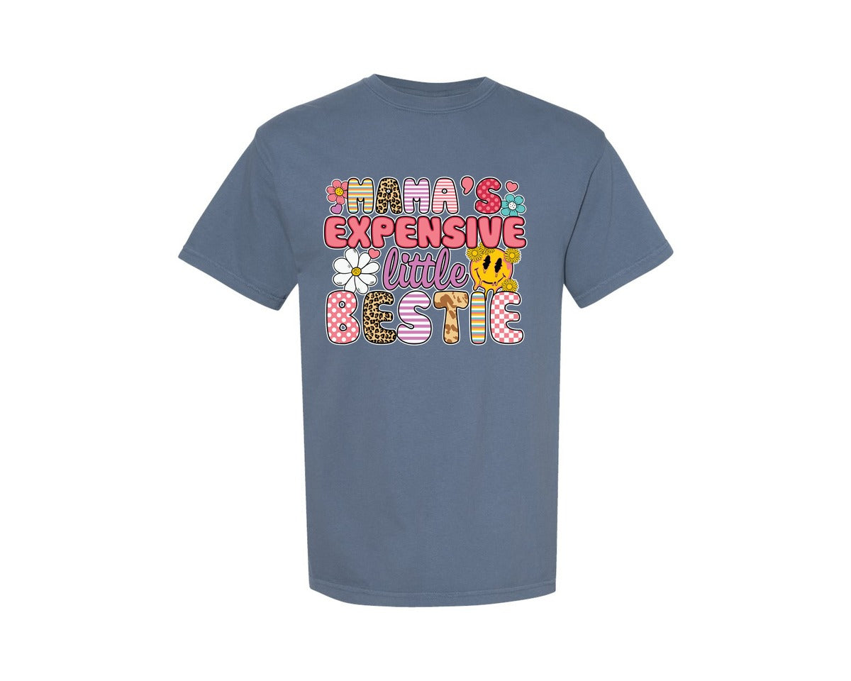 brand:Comfort Colors|color:Blue Jean|Mamas Expensive Little Bestie 9 Graphic T-Shirt