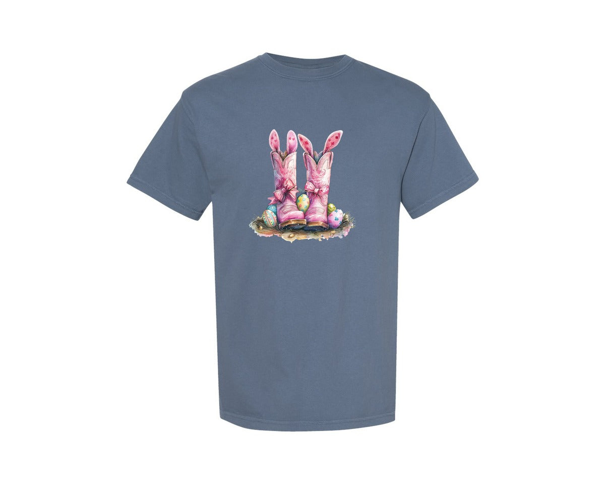 brand:Comfort Colors|color:Blue Jean|Howdy Easter Western Easter Bunny 12 Graphic T-Shirt