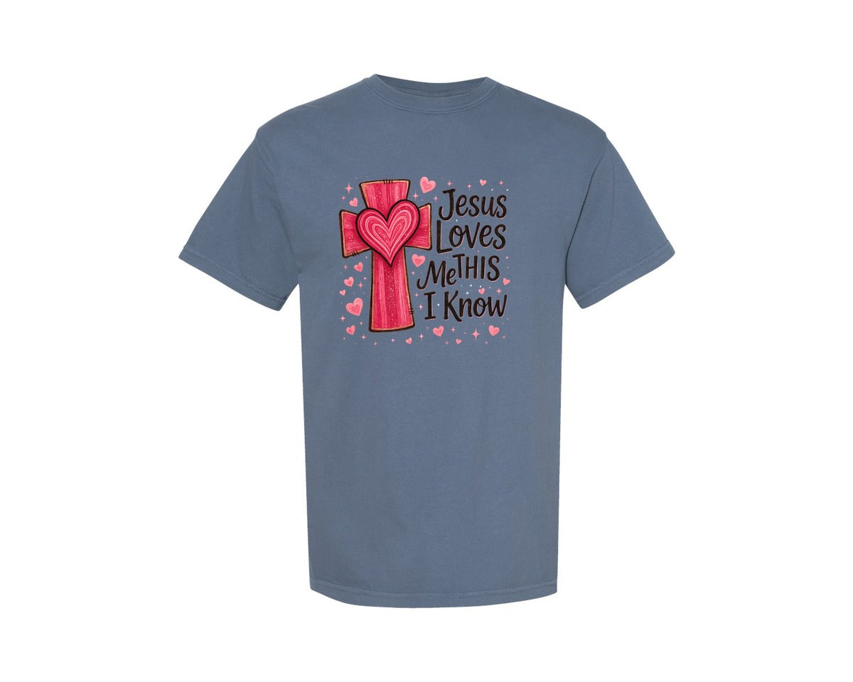 brand:Comfort Colors|color:Blue Jean|Jesus Loves Me This I Know 13 Graphic T-Shirt