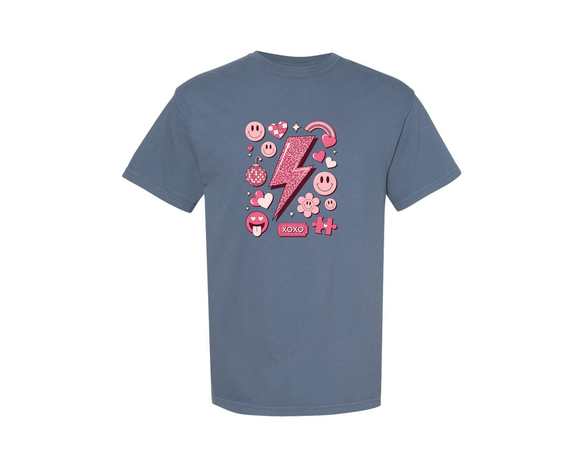 brand:Comfort Colors|color:Blue Jean|Groovy Valentines Day 3 Graphic T-Shirt
