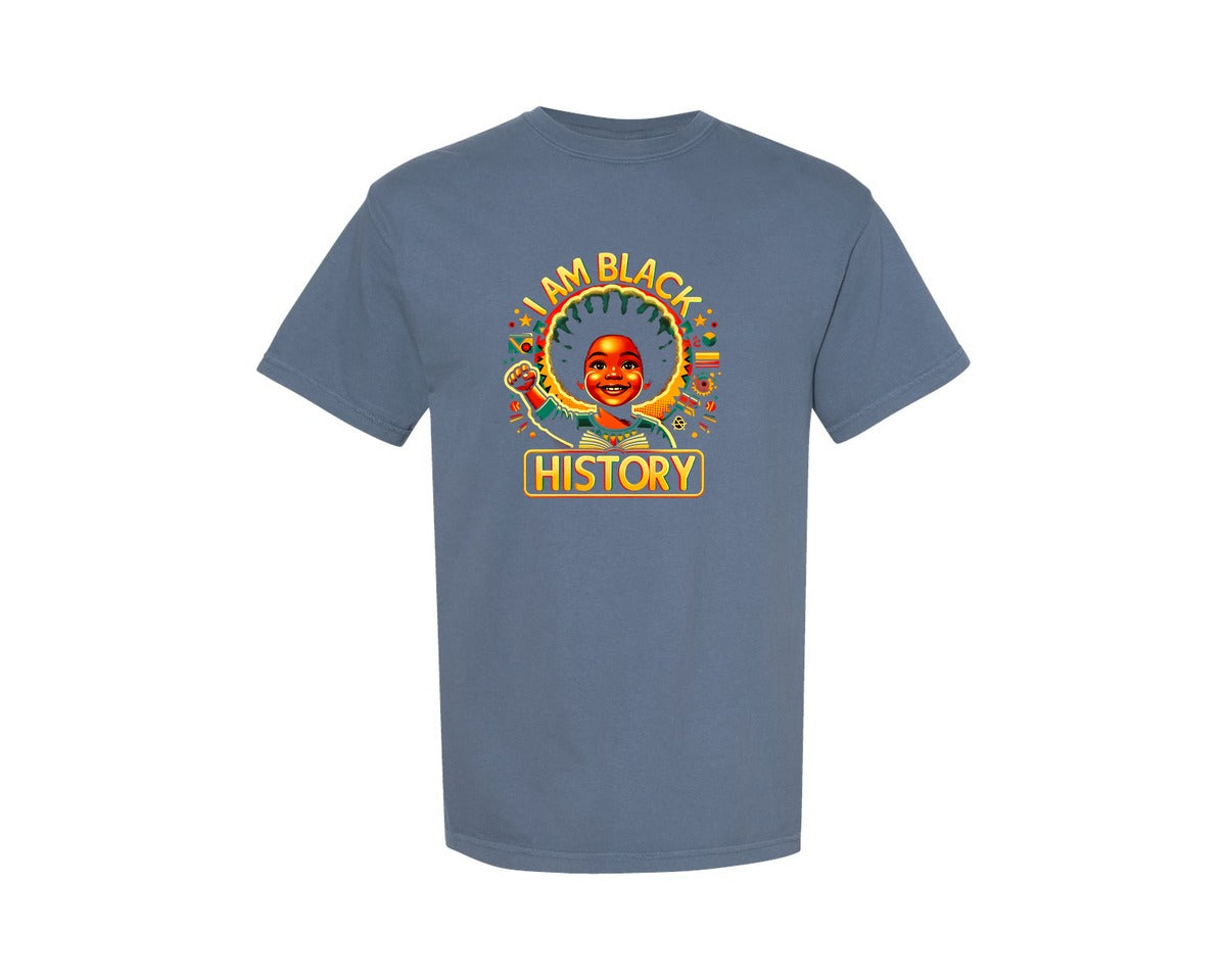 brand:Comfort Colors|color:Blue Jean|I Am Black History African American 2 Graphic T-Shirt