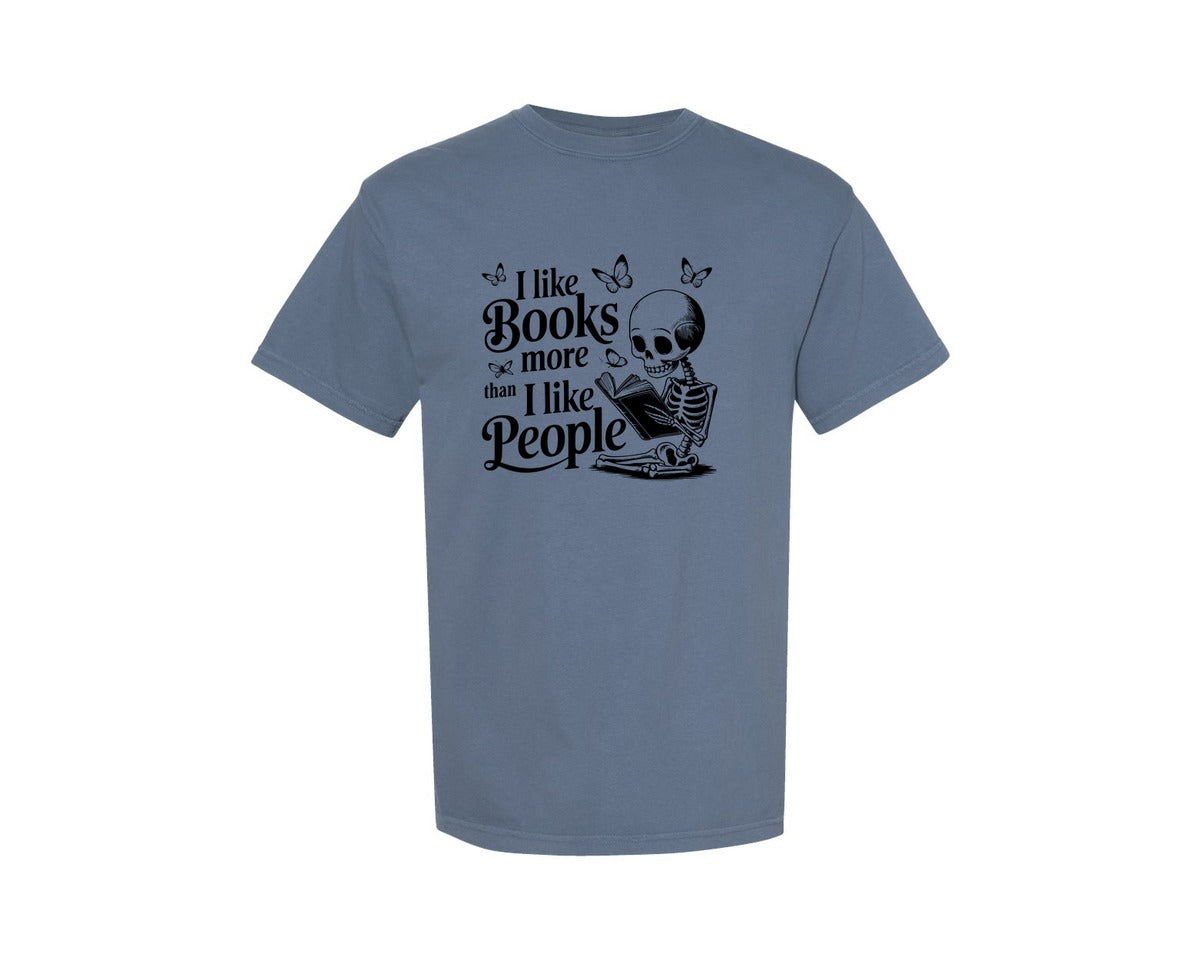 brand:Comfort Colors|color:Blue Jean|I Like Books More Than I Like People 3 Graphic T-Shirt