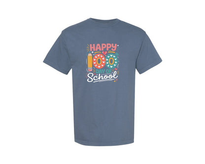 brand:Comfort Colors|color:Blue Jean|Happy 100 Day Of School 2 Graphic T-Shirt