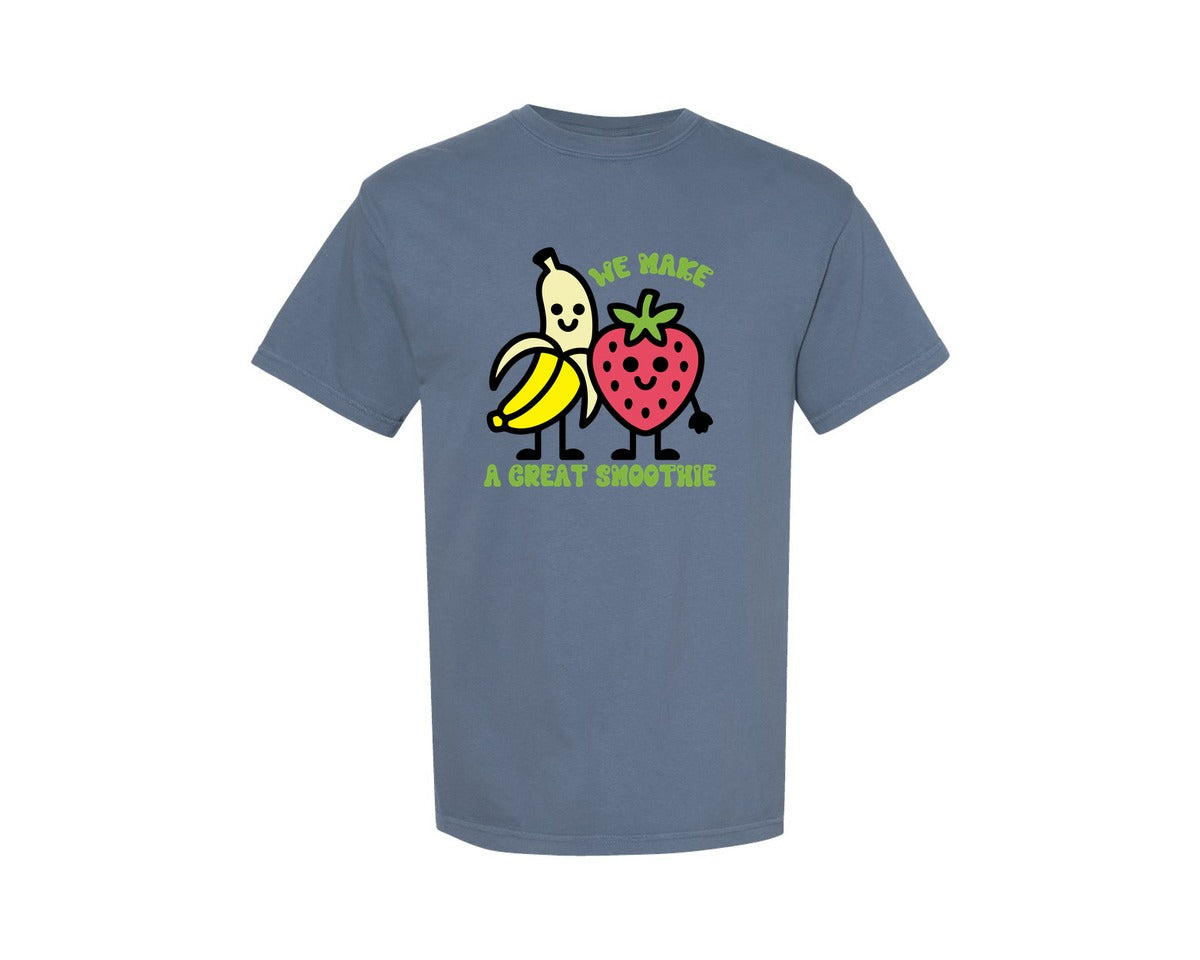 brand:Comfort Colors|color:Blue Jean|We Make A Great Smoothie Cute Fruit Pun Graphic T-Shirt