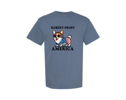 brand:Comfort Colors|color:Blue Jean|Corgi Dog 4Th Of July Graphic T-Shirt