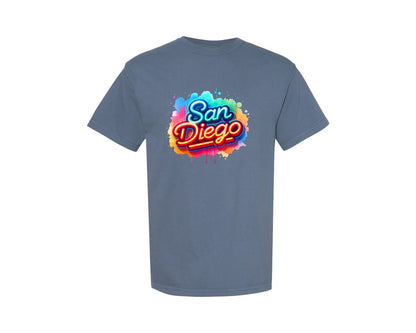 brand:Comfort Colors|color:Blue Jean|Colorful Neon San Diego Graphic T-Shirt