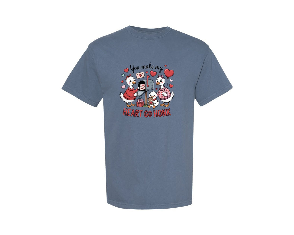 brand:Comfort Colors|color:Blue Jean|You Make My Heart Go Honk Pngvalentine Graphic T-Shirt