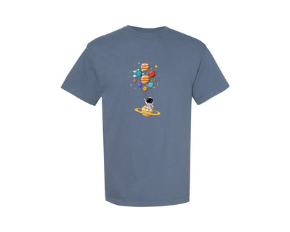 brand:Comfort Colors|color:Blue Jean|Astronaut With Planet Balloons Graphic T-Shirt