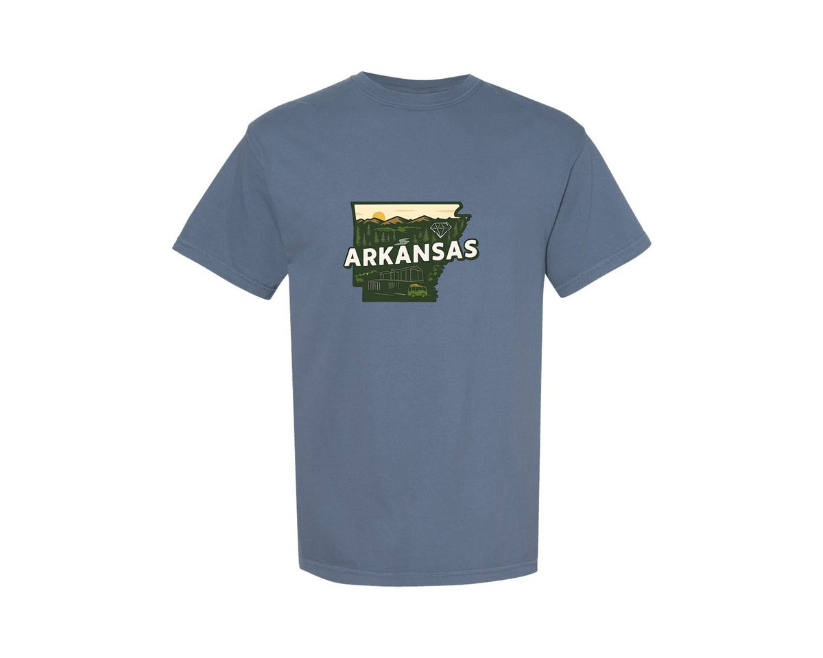 brand:Comfort Colors|color:Blue Jean|Arkansas State Map 2 Graphic T-Shirt