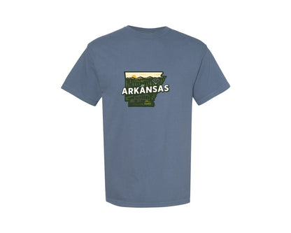 brand:Comfort Colors|color:Blue Jean|Arkansas State Map 2 Graphic T-Shirt